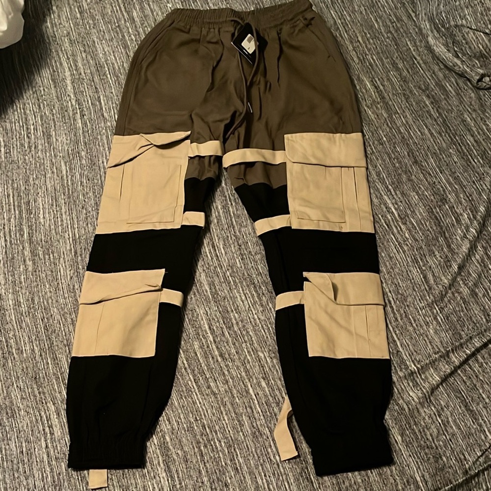 Fashion Nova Olive & Tan Jogger Pants
